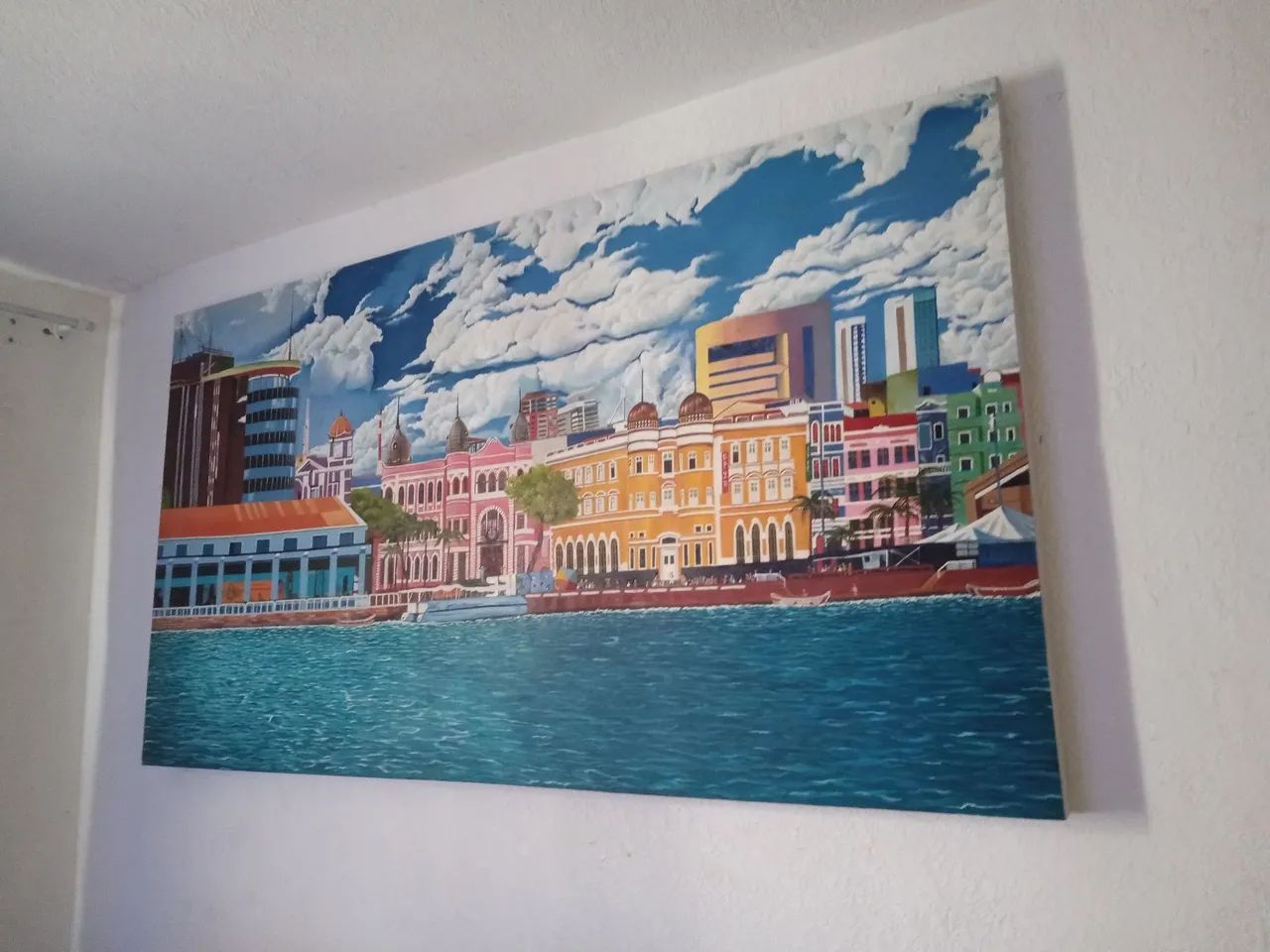 Quadro de pintura a óleo de paisagem urbana