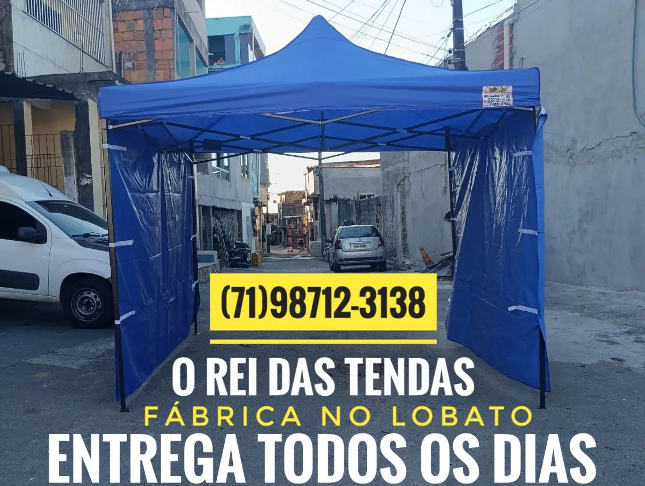 Tenda sanfonada com lonas laterias pra chuva - Entrega rápida!
