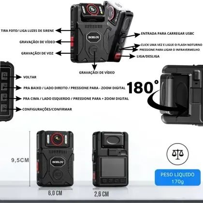 Câmera Profissional Boblov Corporal M7 Pro Display Zoom 24x - Foto 5