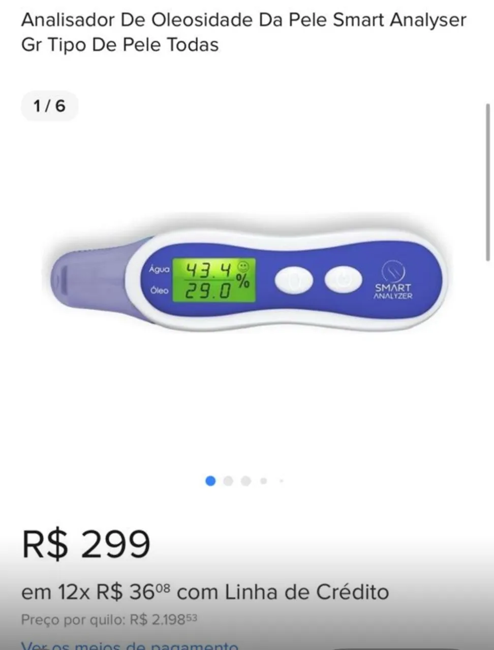 Analisador de Oleosidade da Pele Smart Analyser