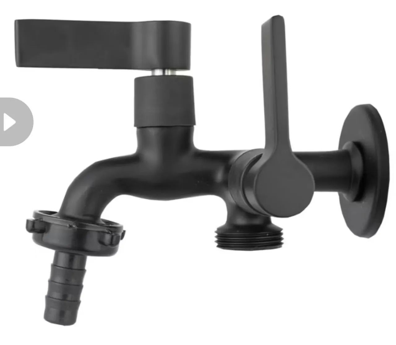 Torneira P/ Maquina de Lavar Duas Saidas Preto Fosco Luxo