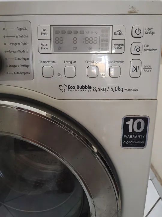 Máquina de Lavar Samsung Eco Bubble 8,5kg COM DEFEITO(PLACA QUEIMADA) - Foto 4