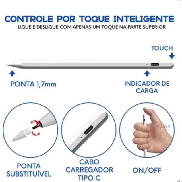 Caneta Touch Screen Tomate MIP-007 Ponta Fina Magnética IOS - Foto 2