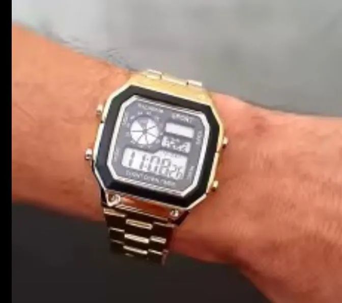 Relogio digital masculino dourado resistente a agua - Foto 2