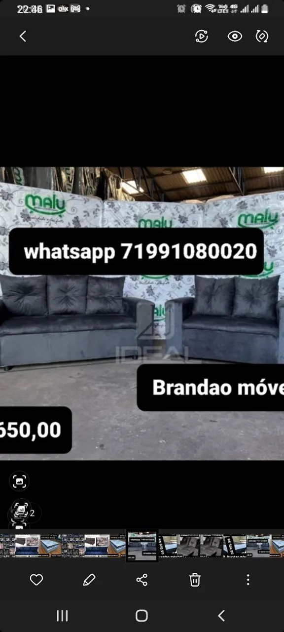 Sofá 2/3 lugares R$ 650,00 conjunto completo