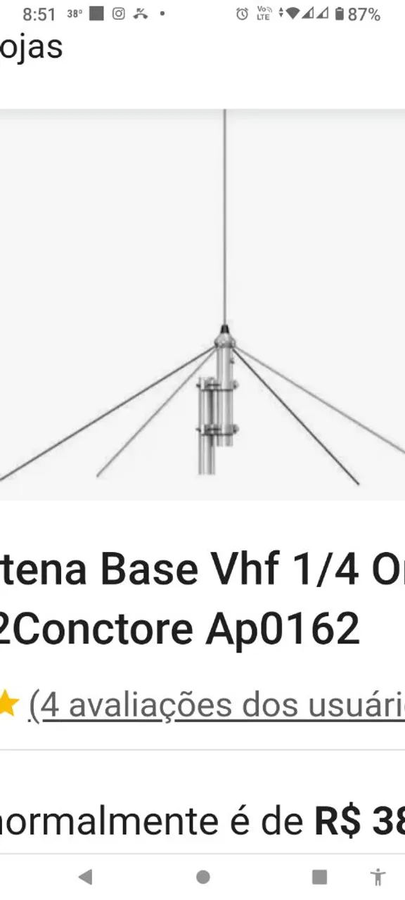 Antena Base Vhf 1/4 Onda Conctore Ap0162