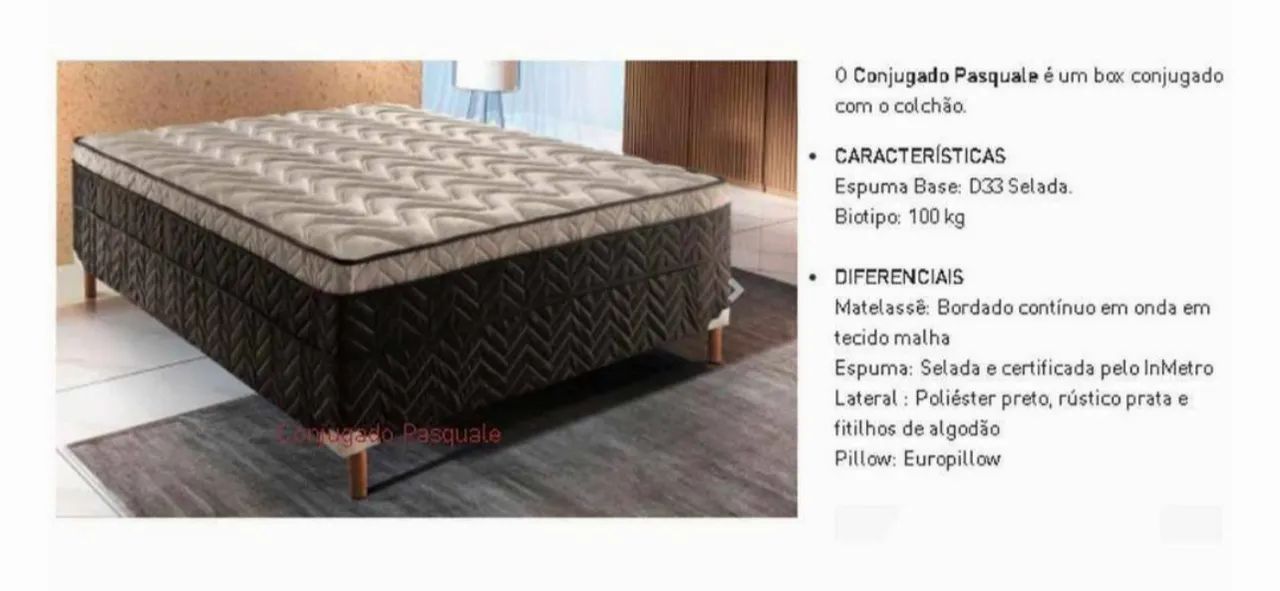 Cama Box Casal Com Colchão Conjugado Pasquale Paropas - Foto 3