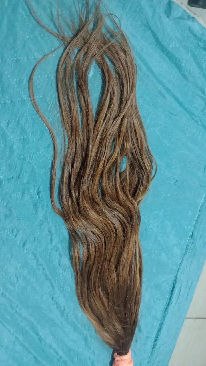 Cabelo humano pra mega herr cor morena iluminada 65 cm 130 gm 