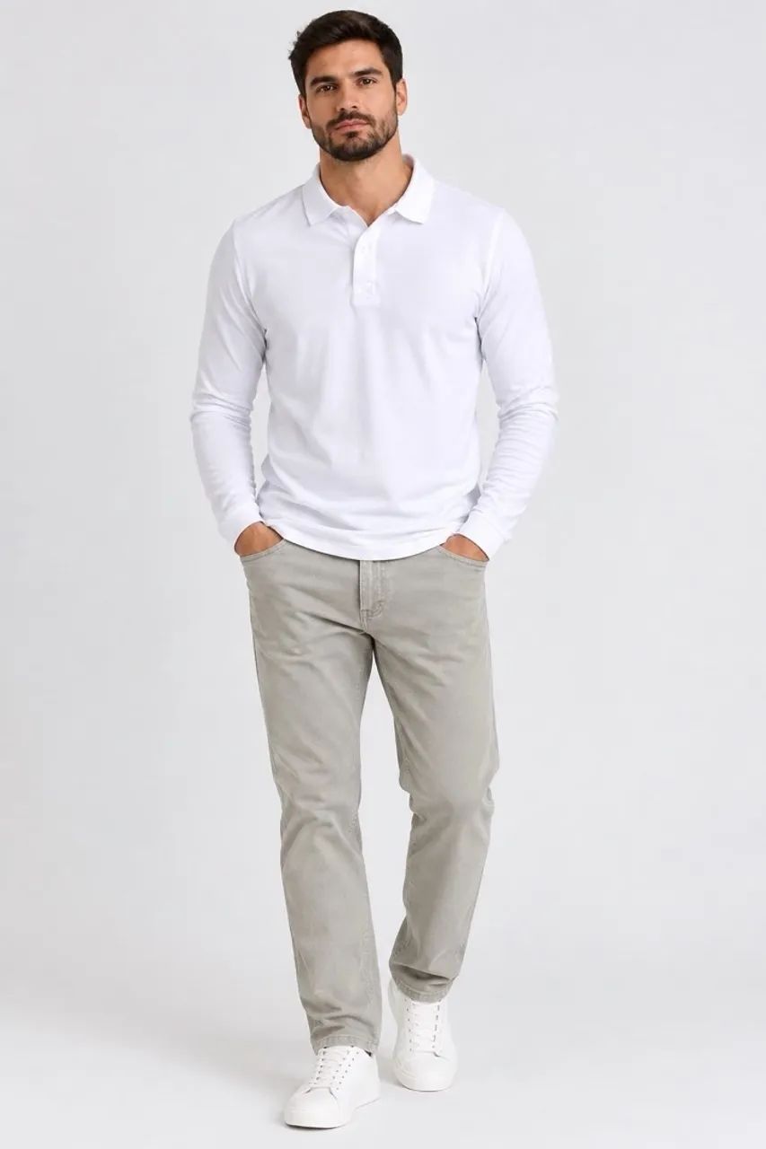 Kit Camisa Longa e Calca Sarja Cinza 