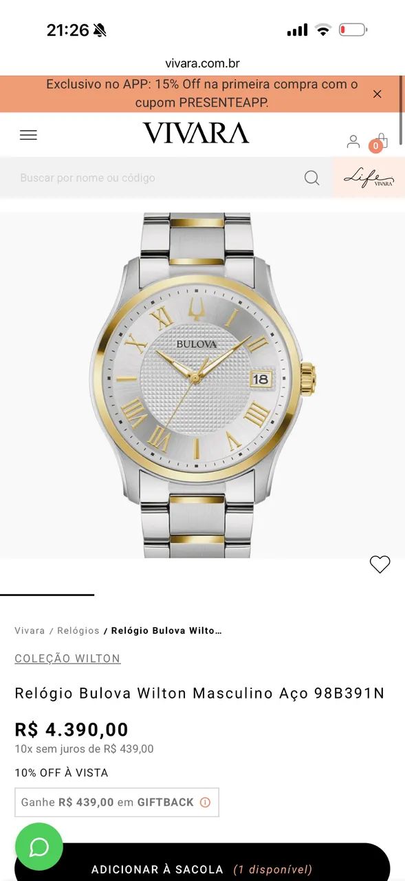 Relógio Bulova Wilton Masculino Aço 98B391N - Foto 3
