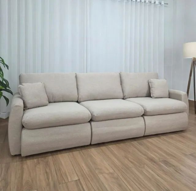 Lançamento! Sofá Cama Retrátil Reclinável Amaranto 2.70m 3 Módulos 80  - Foto 5