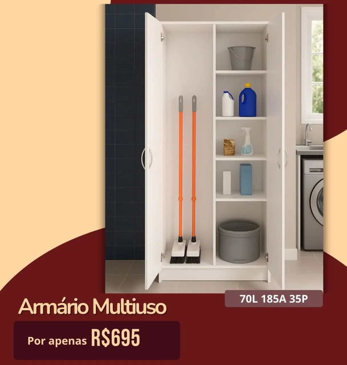 Armário para lavanderia em mdf entrega grátis 