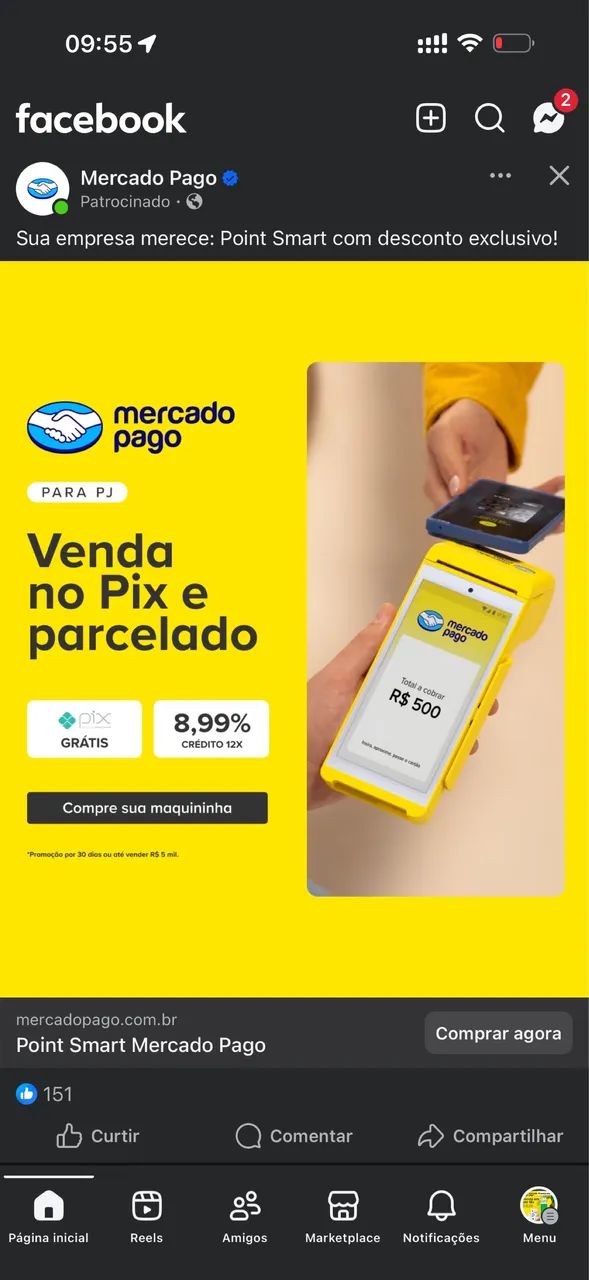 POINT smart 2 mercado pago pronta entrega 