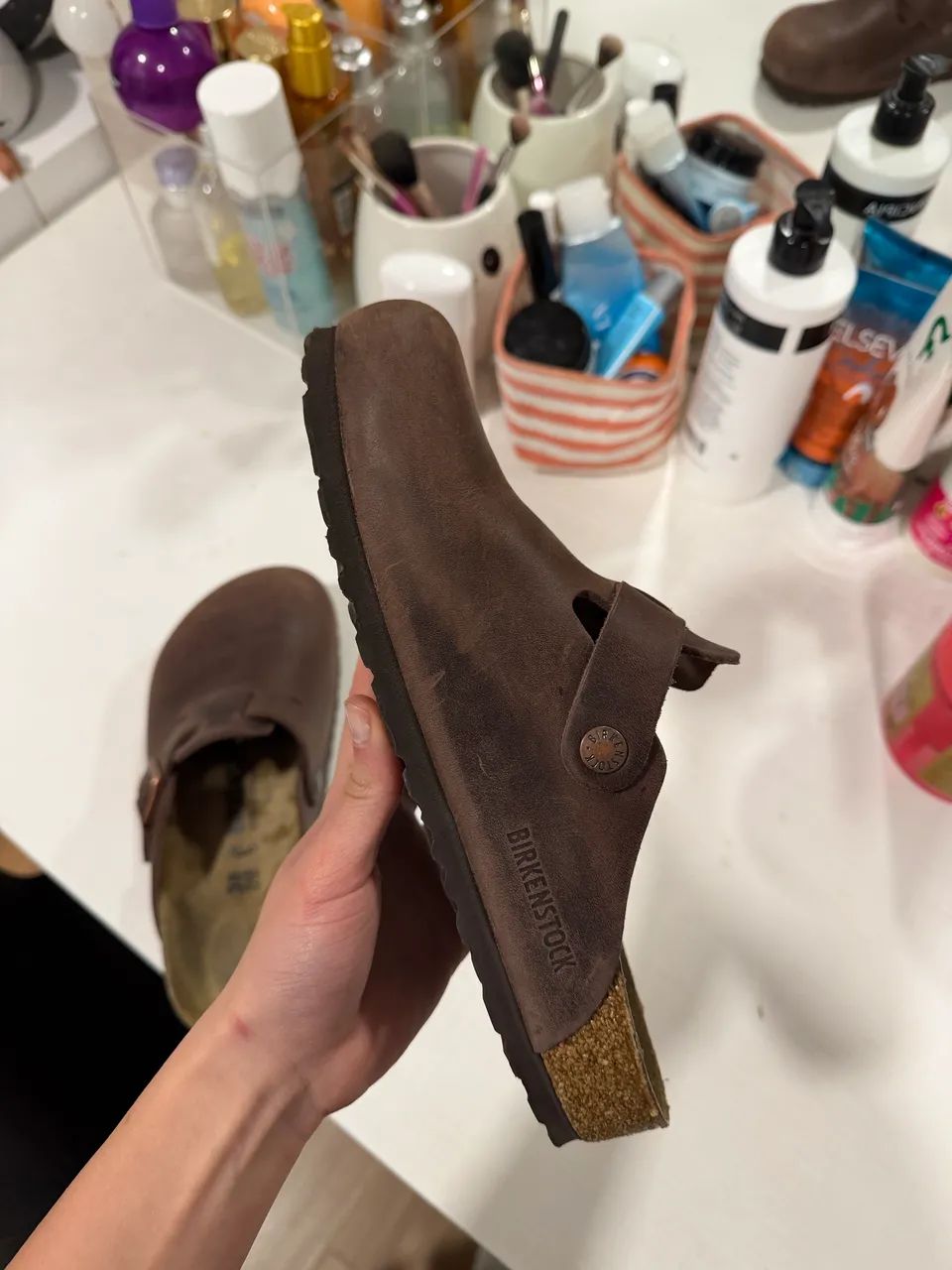 Birkenstock Boston de couro marrom  - Foto 3