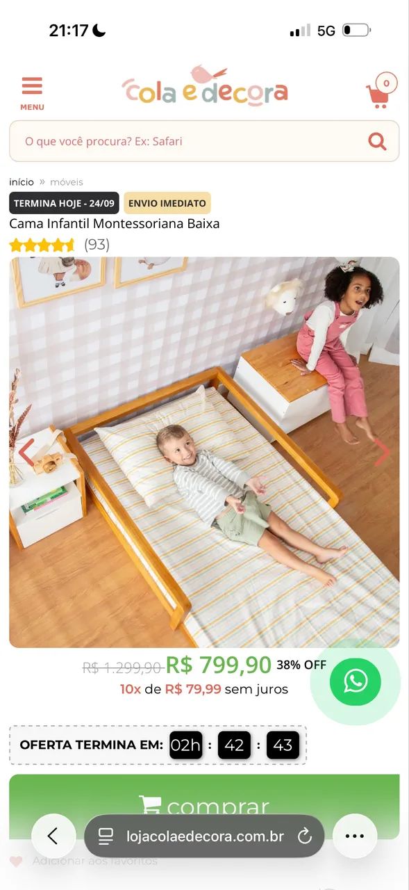 Cama montessoriana infantil