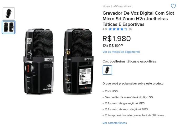ZOOM H2N - Microfone Profissional e Gravador (NA CAIXA