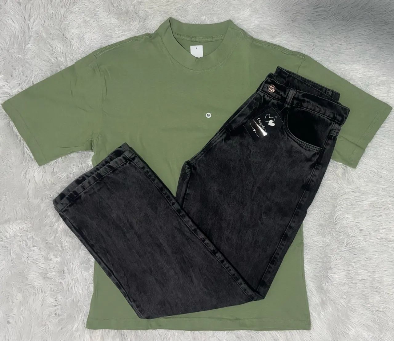 Kit M Calça Baggy e Camisa Oversizer Básica M 