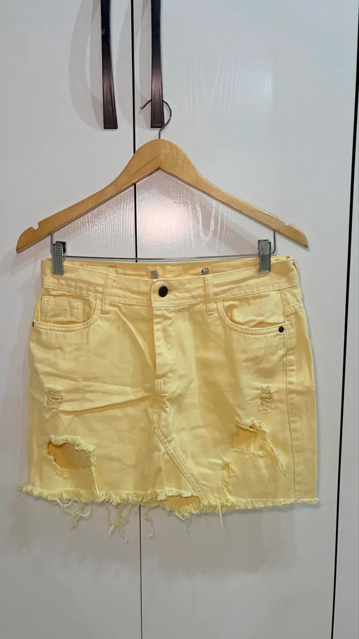 Saia jeans amarela