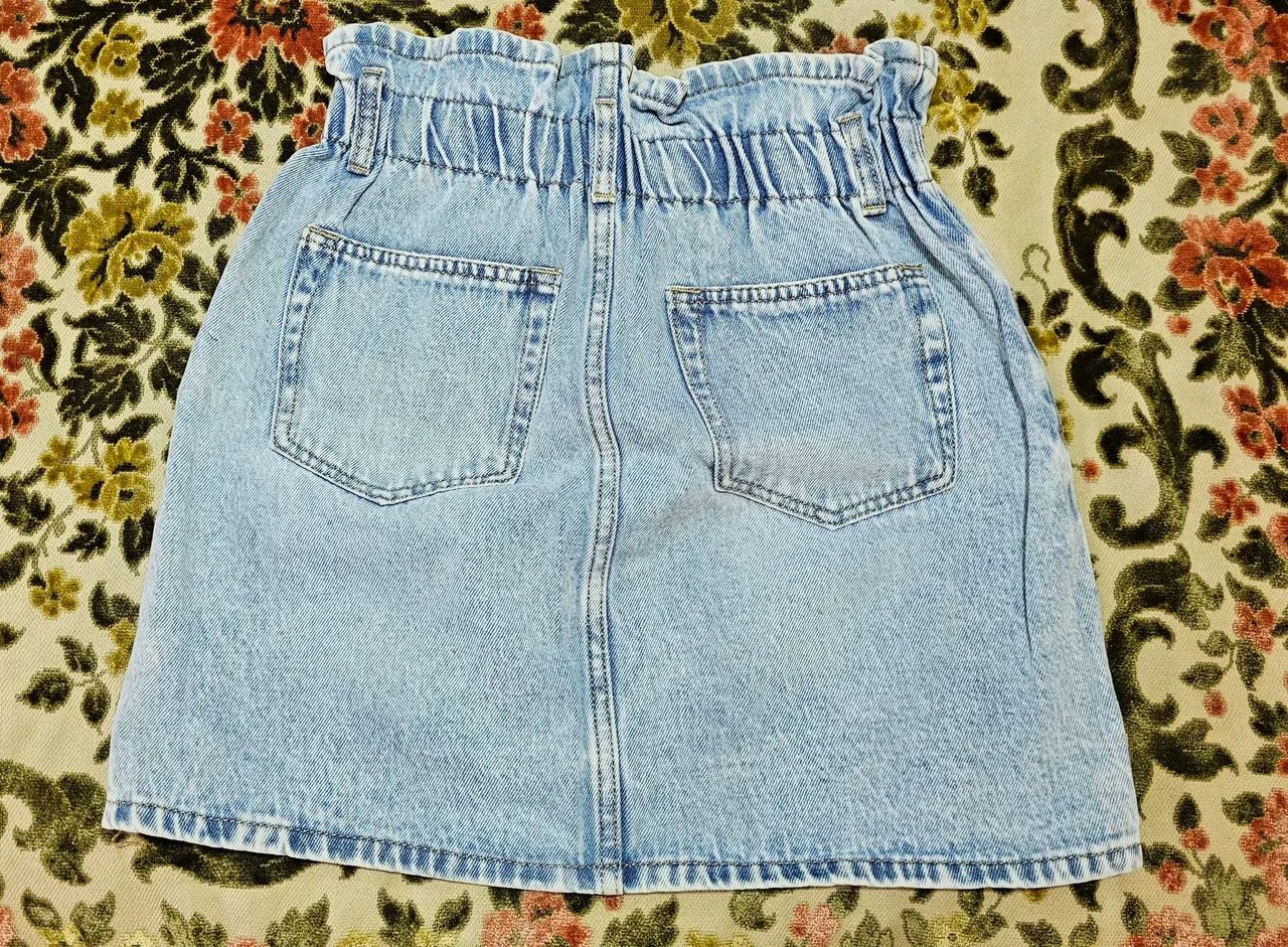 Saia jeans com cintura drapeada - Foto 2