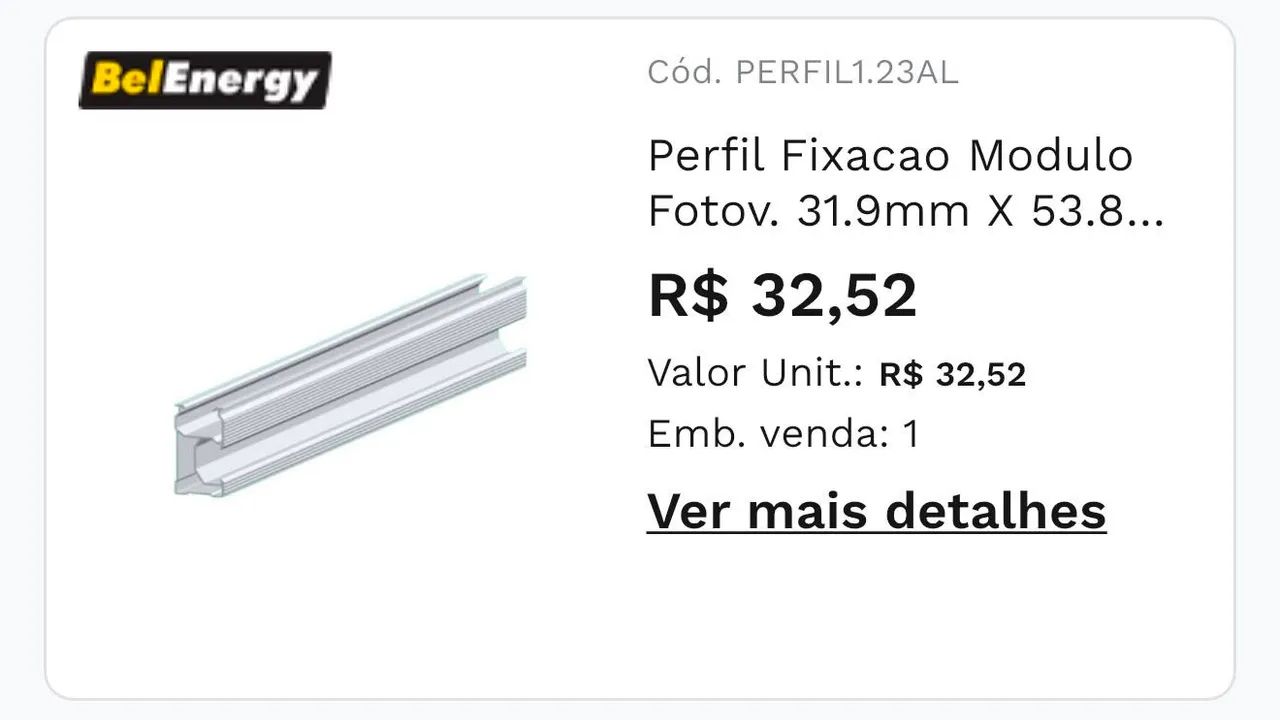 Perfis de fixação de módulo em Alumínio  - Foto 2