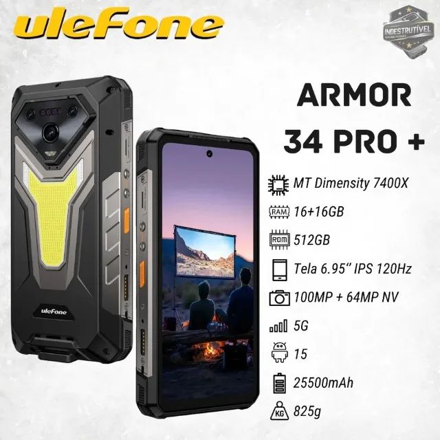 Ulefone Armor 34 PRO PLUS com projetor 512gb e 32 ram - Preto - Foto 3