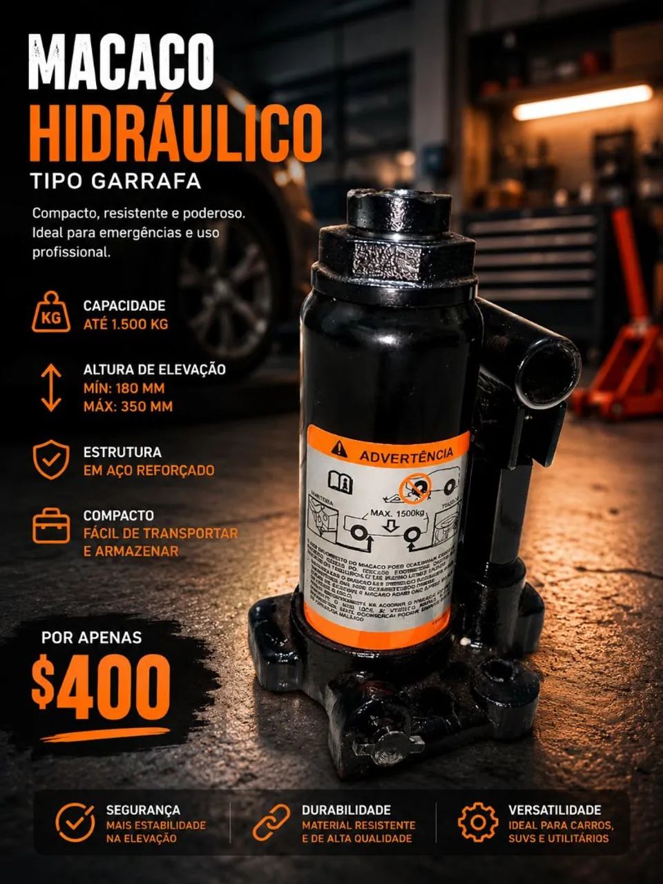 Macaco hidráulico 2 estágios 