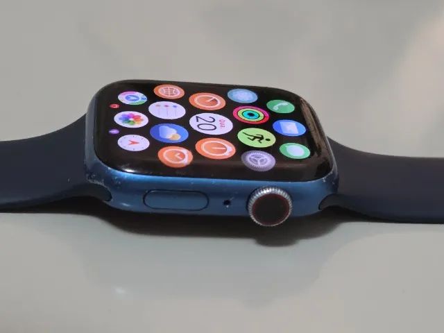 Apple Watch Series 7 45mm GPS + Cellular Azul - Funcionamento 100%