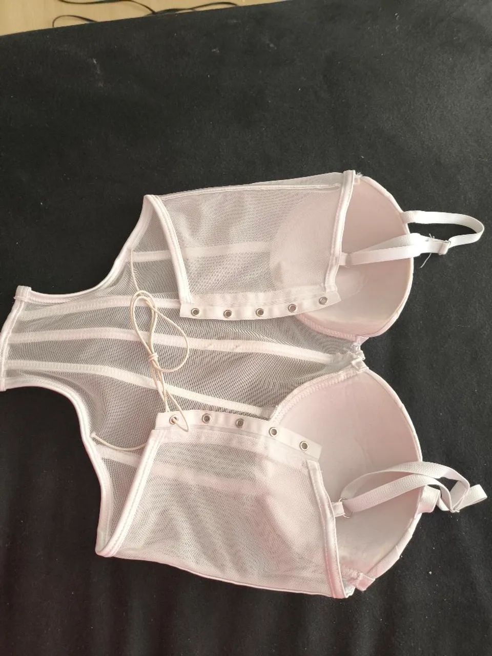 Croped branco corset com amarração  - Foto 3