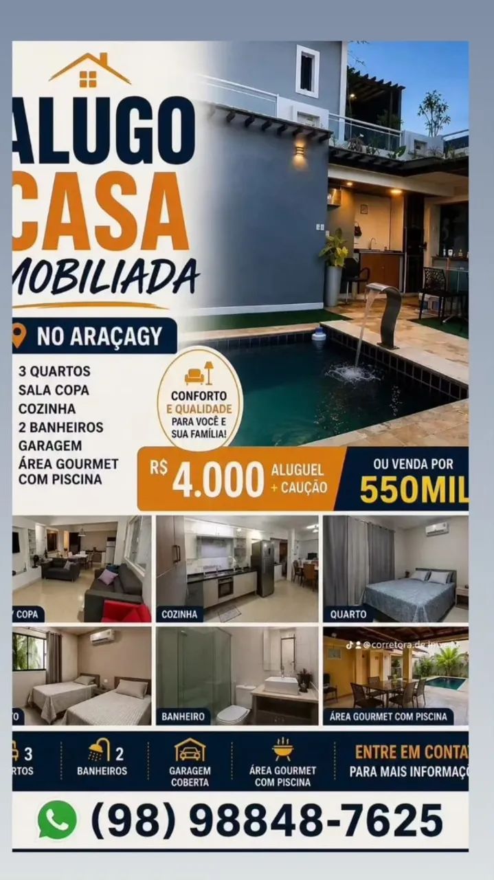 ALUGO CASA MOBILIADA NO ARAÇAGI