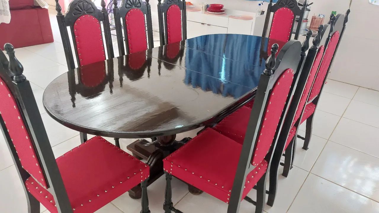 Mesa jantar estilo colonial mogno - Foto 4