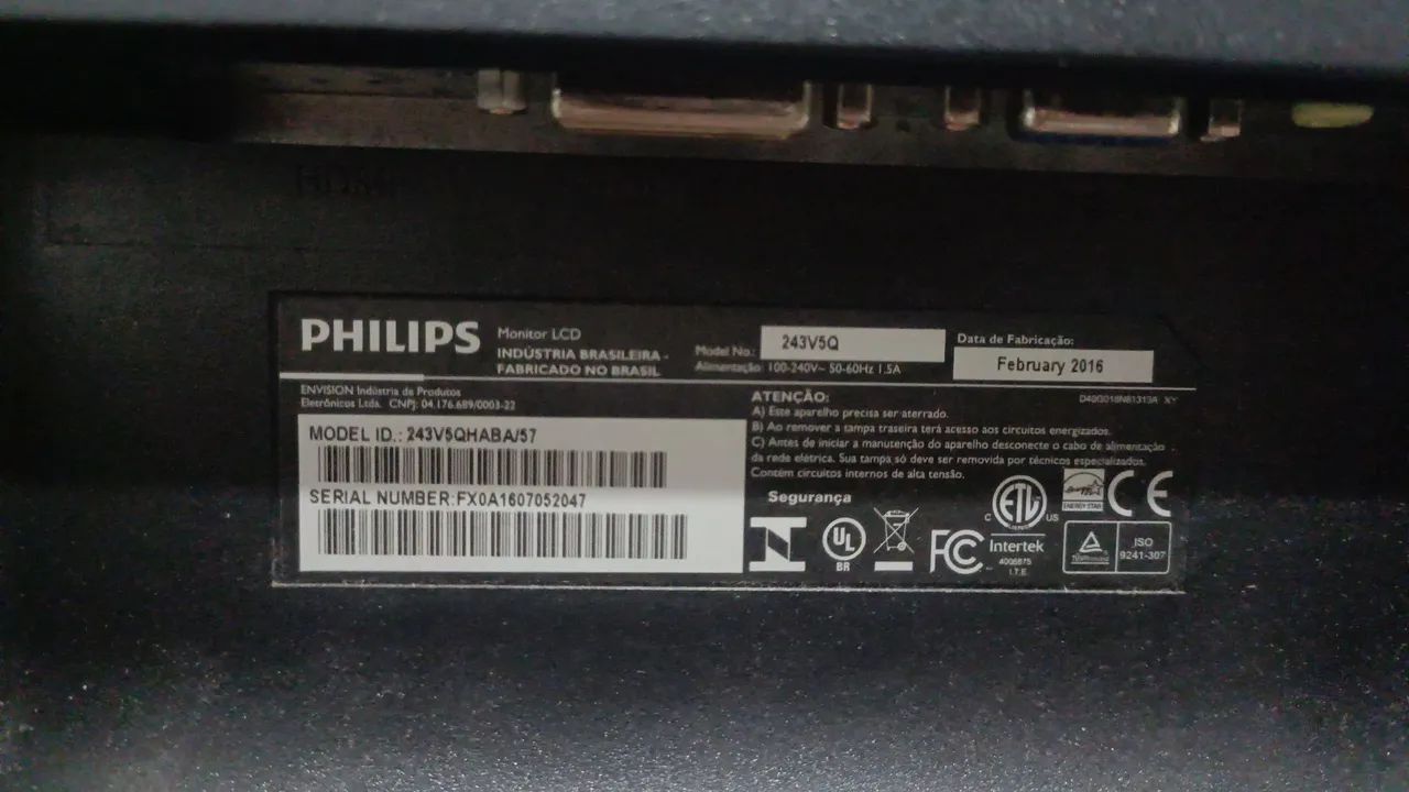 Monitor Philips 24 polegadas 