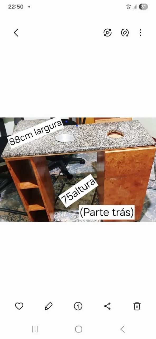 MESA DE MANICURE COM 2 CADEIRAS DE ESCRITORIO 
