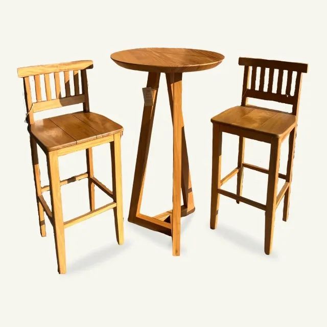 Conjunto Mesa Alta Com Banquetas Em Madeira maciça peroba rosa - Foto 4