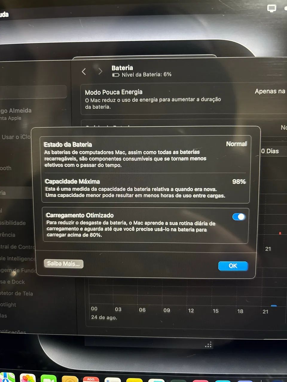 MacBook M1 98% saúde de bateria  - Foto 5