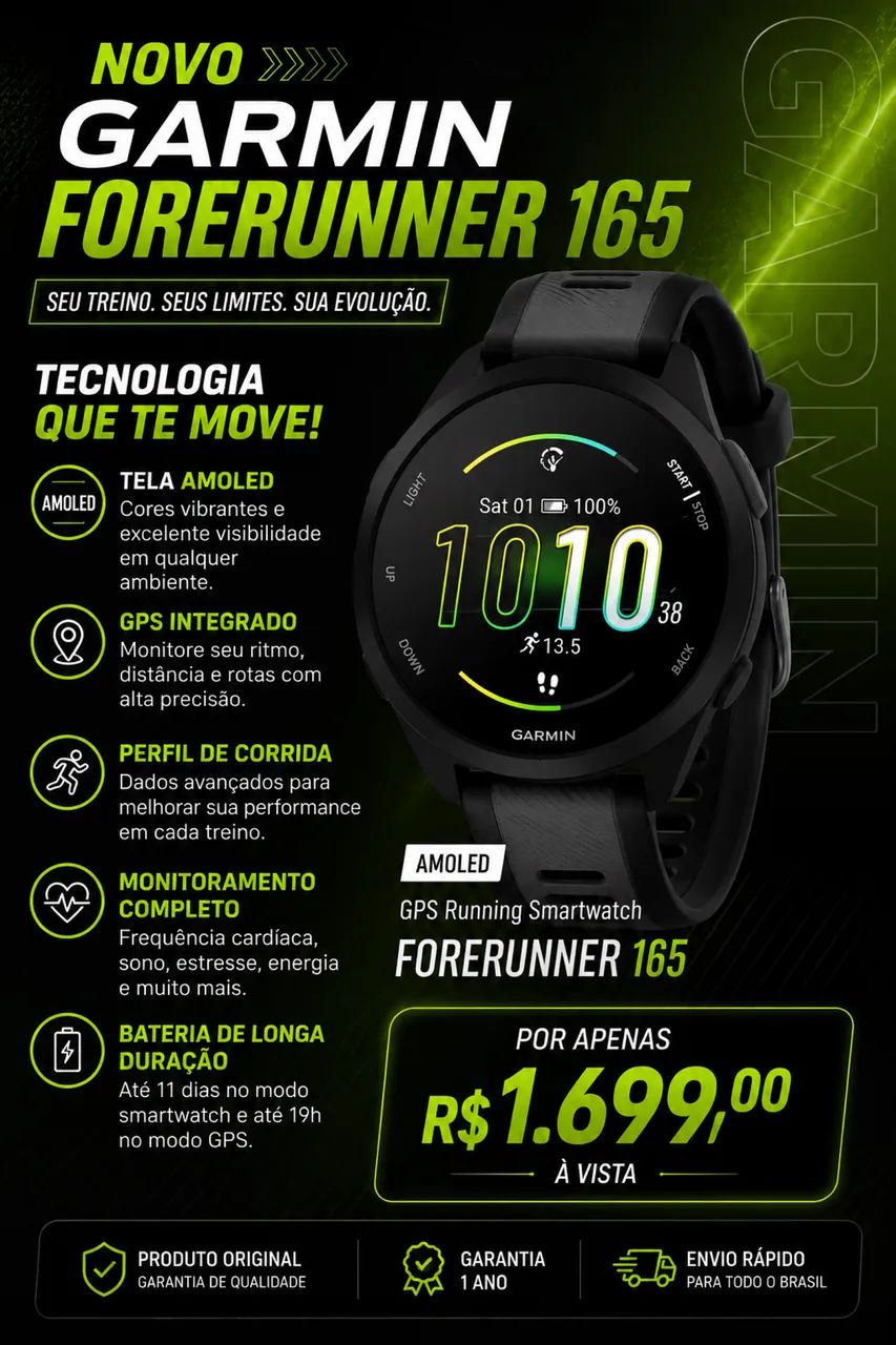 Relógio Garmin Forerunner 165