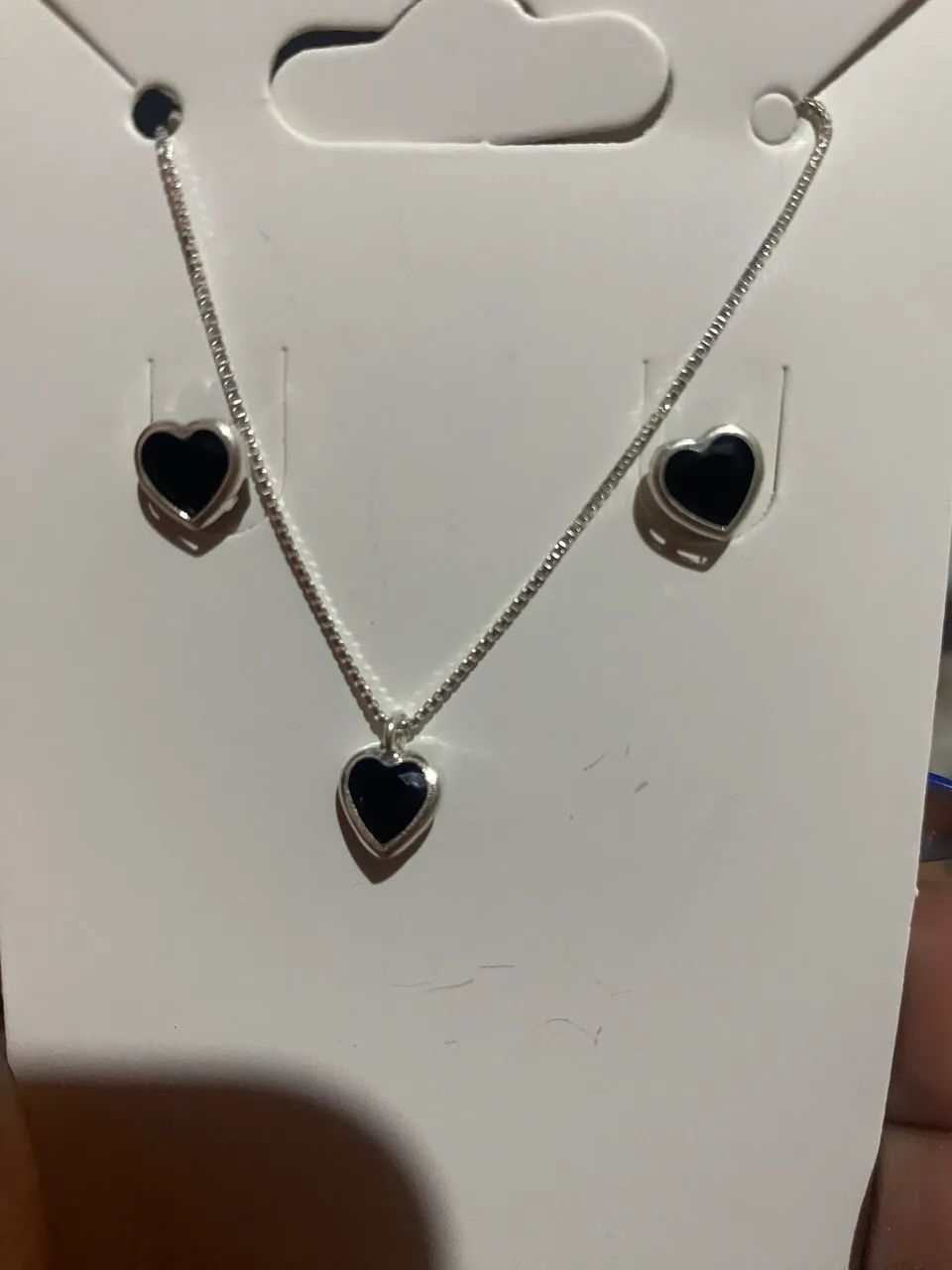 Conjunto de colar e brinco de prata  - Foto 3