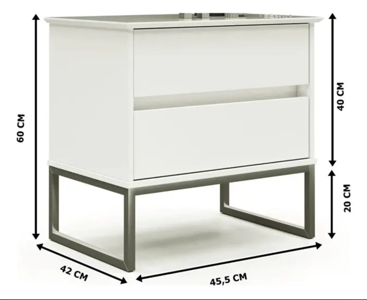 Mesa de cabeceira off white com 2 gavetas