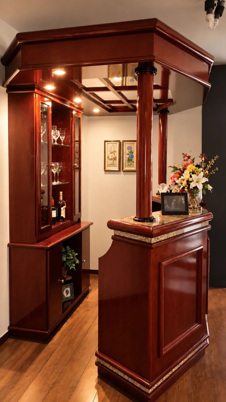 Bar completo em mogno com cristaleira, espelhos e balcão - Foto 3