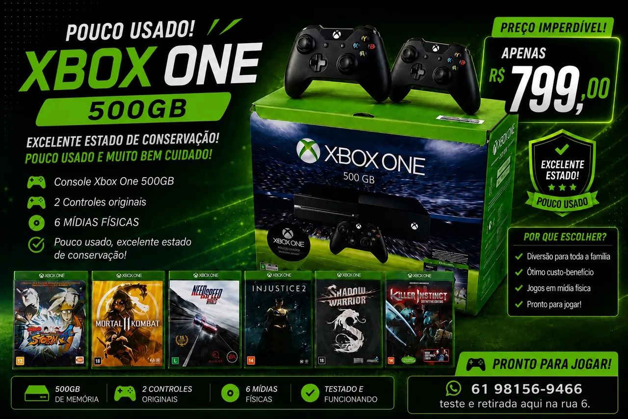 Xbox One 2 controles impecável 