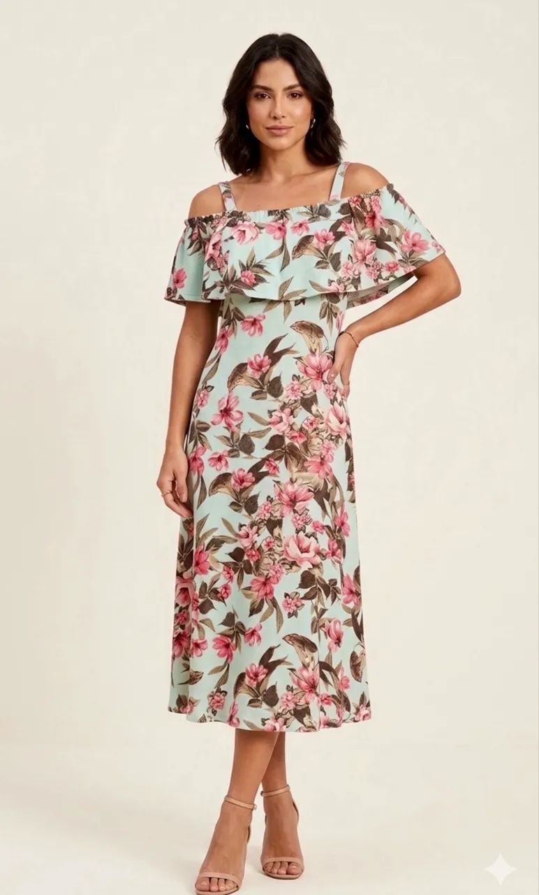 Vestido mídi floral