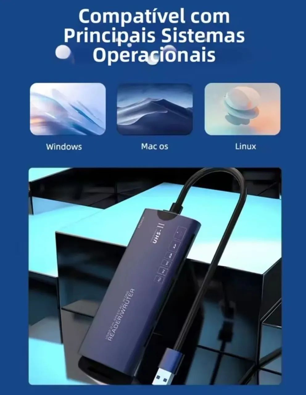 Adaptador Leitor de cartão Tipo C ou USB. - Foto 4