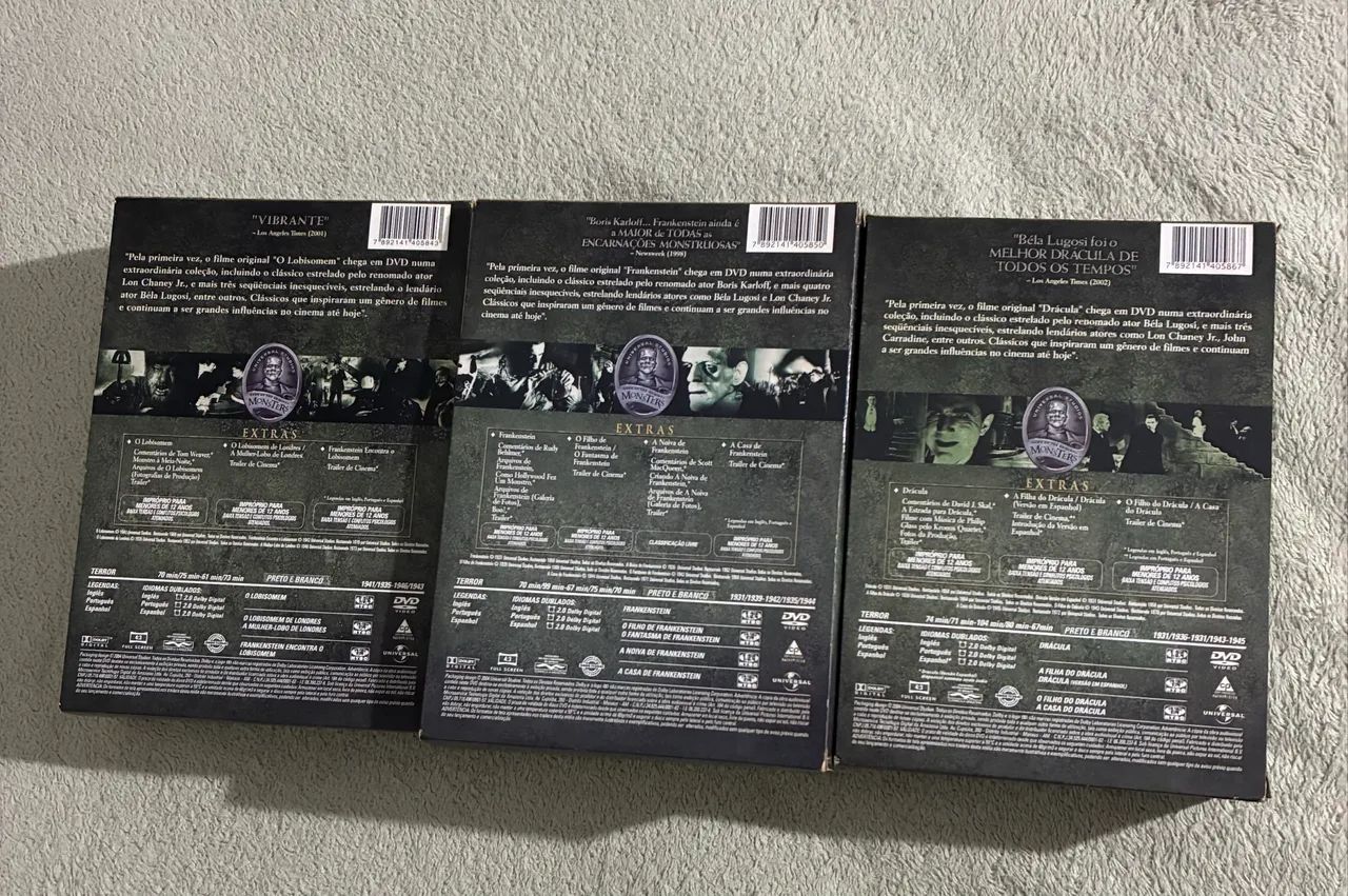 DVDs 3 boxes - Frankenstein 4, Lobisomem 3, Drácula 3 (Região 4) - Foto 2