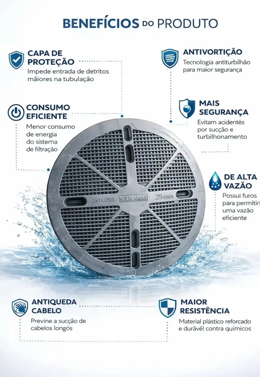 Ralo de fundo piscina sodramar 