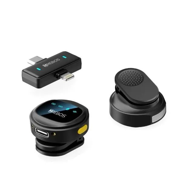 Microfone de Lapela Sem fio Magnético Redução de Ruído IA 2 EM 1 Type-C e Lightning - Foto 3