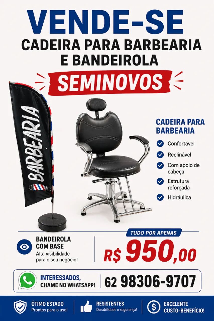 Cadeira de barbeiro e bandeirola