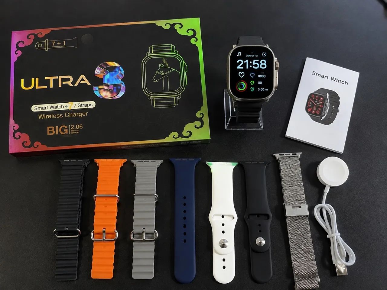 Smartwatch Ultra 3 2.06? + 7 Pulseiras | Notificações e Chamadas - Foto 2
