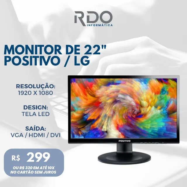 Monitor LED Positivo 22" para Home Office e Escritório