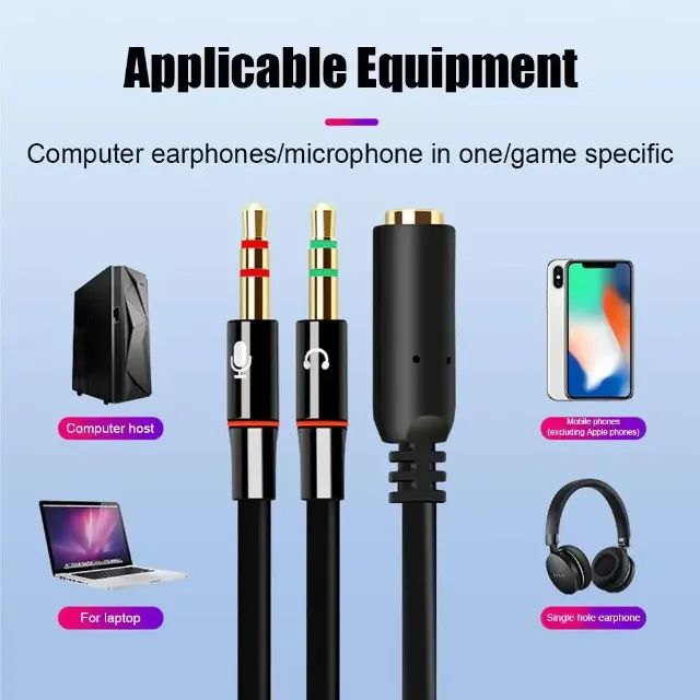 Cabo Headset Adaptador Conversor P3 para P2 - Foto 4