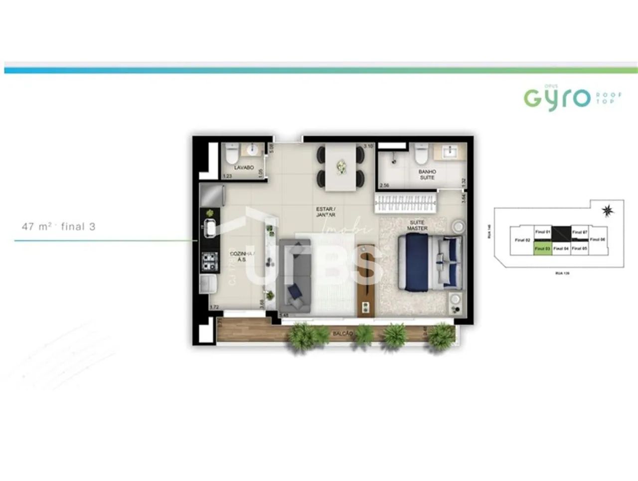 Opus Gyro Rooftop - Apartamento 1 quarto, sendo 1 suíte - Foto 2