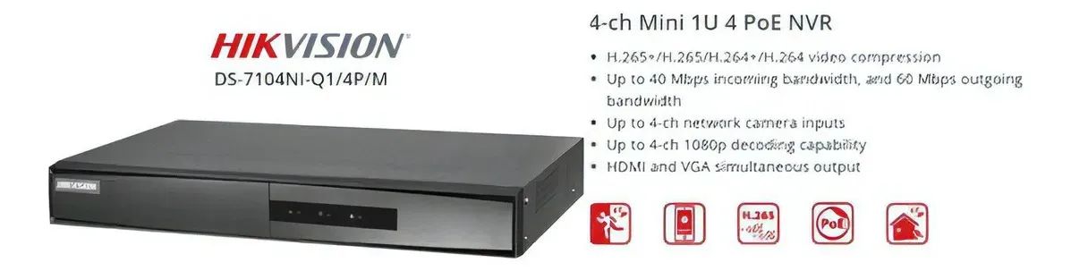 Nvr Hikivision 4 portas POE Ds-7104ni-q1/4p/m pouco uso - Foto 2